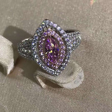 Load image into Gallery viewer, 1 Carat Pink Marquise Cut Floating Double Halo Split Shank VVS Moissanite Ring