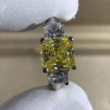 Load image into Gallery viewer, 2 Carat Pink Radiant Cut Three Stone Plain Shank VVS Moissanite Ring