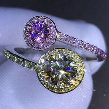 Load image into Gallery viewer, 1.5 Carat Pink Round Cut Bypass Two-tone Thin Band VVS Moissanite Ring
