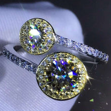 Load image into Gallery viewer, 1.5 Carat Pink Round Cut Bypass Two-tone Thin Band VVS Moissanite Ring