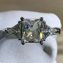 Load image into Gallery viewer, 1 Carat Pink Radiant Cut Three Stone Cathedral VVS Lab Grown Sapphire Ring