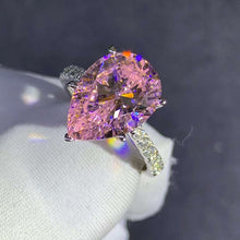 Load image into Gallery viewer, 6 Carat Pink Pear Cut Moissanite 5 Claw Basket French Pave VVS Ring