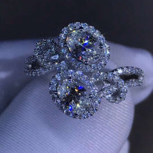 Load image into Gallery viewer, 1 Carat Oval Moissanite Ring Vivid Yellow VVS Bypass Bead-set Floating Halo Twisted Pave