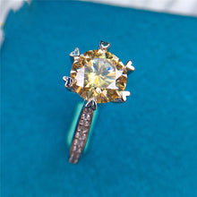 Load image into Gallery viewer, 2 Carat Round Cut Moissanite Ring Snowflake Heart Prong VVS Yellow