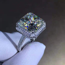 Load image into Gallery viewer, 6.5 Carat Asscher Cut Halo Pave Wrap 4 Prong Bead-set Split Shank D Color VVS Moissanite Ring