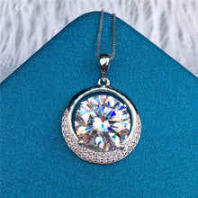 Load image into Gallery viewer, 5 Carat D Color Round Cut Crescent Moon Halo Pendant VVS Moissanite Necklace