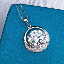 Load image into Gallery viewer, 5 Carat D Color Round Cut Crescent Moon Halo Pendant VVS Moissanite Necklace