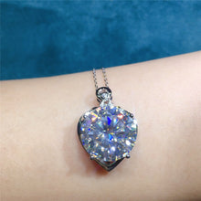 Load image into Gallery viewer, 10 Carat D Color Round Cut Solitaire Subtle Heart Halo VVS Moissanite Necklace