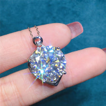 Load image into Gallery viewer, 10 Carat D Color Round Cut Solitaire Subtle Heart Halo VVS Moissanite Necklace