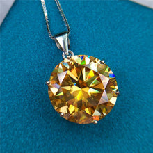 Load image into Gallery viewer, 10 Carat Yellow Round Cut Solitaire Certified VVS Moissanite Necklace