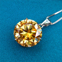 Load image into Gallery viewer, 10 Carat Yellow Round Cut Solitaire Certified VVS Moissanite Necklace
