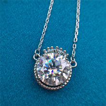 Load image into Gallery viewer, 5 Carat D Color Round Cut Halo Crown Pendant Certified VVS Moissanite Necklace