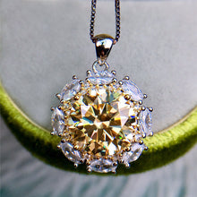 Load image into Gallery viewer, 5 Carat Yellow Round Cut Snowflake Two-tone Certified VVS Moissanite Necklace