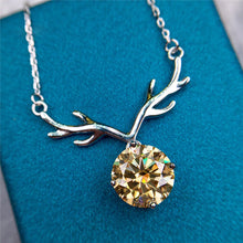 Load image into Gallery viewer, 5 Carat Yellow Round Cut Solitaire Deer Horns Pendant VVS Moissanite Necklace