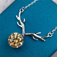 Load image into Gallery viewer, 5 Carat Yellow Round Cut Solitaire Deer Horns Pendant VVS Moissanite Necklace