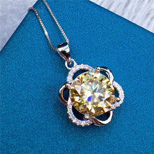 Load image into Gallery viewer, 5 Carat Yellow Round Cut Halo Rose Pendant Certified VVS Moissanite Necklace