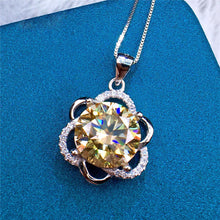 Load image into Gallery viewer, 5 Carat Yellow Round Cut Halo Rose Pendant Certified VVS Moissanite Necklace