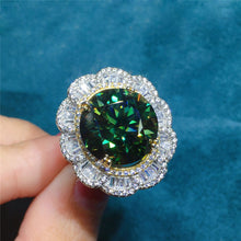 Load image into Gallery viewer, 10 Carat Green Round Cut Triple Halo Vintage Floral Certified VVS Moissanite Ring
