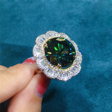 Load image into Gallery viewer, 10 Carat Green Round Cut Triple Halo Vintage Floral Certified VVS Moissanite Ring