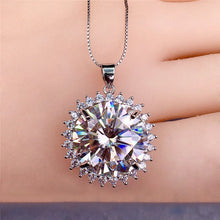 Load image into Gallery viewer, 13 Carat D Color Round Cut Flower StarBurst Pendant VVS Moissanite Necklace