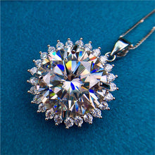 Load image into Gallery viewer, 13 Carat D Color Round Cut Flower StarBurst Pendant VVS Moissanite Necklace