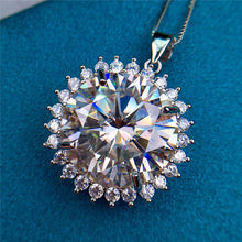 Load image into Gallery viewer, 13 Carat D Color Round Cut Flower StarBurst Pendant VVS Moissanite Necklace