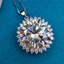 Load image into Gallery viewer, 13 Carat D Color Round Cut Flower StarBurst Pendant VVS Moissanite Necklace