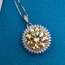 Load image into Gallery viewer, 5 Carat Yellow Round Cut Starburst Certified VVS Moissanite Necklace