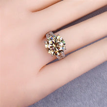 Load image into Gallery viewer, 5 Carat Round Cut Moissanite Ring Filigree Split Shank Vintage Certified VVS Yellow