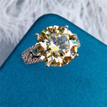Load image into Gallery viewer, 5 Carat Round Cut Moissanite Ring Filigree Split Shank Vintage Certified VVS Yellow