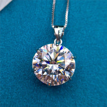 Load image into Gallery viewer, 10 Carat D Color Round Cut Solitaire Certified VVS Moissanite Necklace