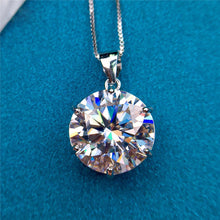 Load image into Gallery viewer, 10 Carat D Color Round Cut Solitaire Certified VVS Moissanite Necklace