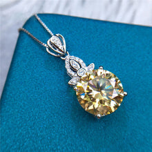 Load image into Gallery viewer, 5 Carat Yellow Round Cut Solitaire Pineapple Pendant Certified VVS Moissanite Necklace