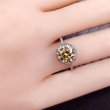 Load image into Gallery viewer, 2 Carat Round Cut Moissanite Ring Halo French Pave VVS Yellow