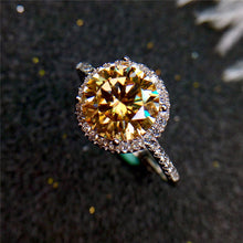 Load image into Gallery viewer, 2 Carat Round Cut Moissanite Ring Halo French Pave VVS Yellow