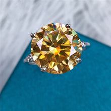 Load image into Gallery viewer, 6 Carat Round Moissanite Ring 5-stone Thin-band Milgrain Certified VVS Vivid Yellow