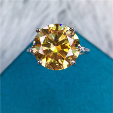 Load image into Gallery viewer, 6 Carat Round Moissanite Ring 5-stone Thin-band Milgrain Certified VVS Vivid Yellow