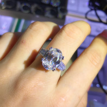 Load image into Gallery viewer, 6 Carat Oval Cut Moissanite Ring Double Prong Basket Three Stone VVS G-H Colorless