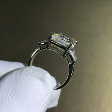 Load image into Gallery viewer, 6 Carat Elongated Cushion Cut Moissanite Ring Three Stone VVS G-H Colorless