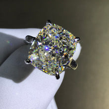 Load image into Gallery viewer, 12 Carat Cushion Cut Moissanite Ring 4 Claw Cathedral Basket Solitaire G-H Near Colorless