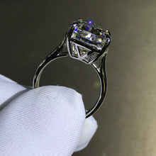 Load image into Gallery viewer, 12 Carat Cushion Cut Moissanite Ring 4 Claw Cathedral Basket Solitaire G-H Near Colorless