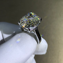 Load image into Gallery viewer, 12 Carat Cushion Cut Moissanite Ring 4 Claw Cathedral Basket Solitaire G-H Near Colorless