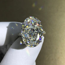 Load image into Gallery viewer, 30 Carat Oval Cut Moissanite Ring G-H Colorless Hidden Halo Bead-set Cathedral