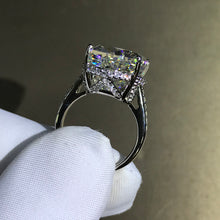 Load image into Gallery viewer, 30 Carat Oval Cut Moissanite Ring G-H Colorless Hidden Halo Bead-set Cathedral