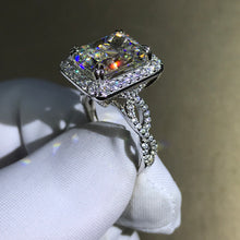 Load image into Gallery viewer, 6 Carat Radiant Cut Moissanite Ring Halo Infinity Shank VVS G-H Colorless