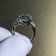 Load image into Gallery viewer, 6 Carat Oval Cut Moissanite Ring Double Prong Basket Three Stone VVS G-H Colorless
