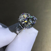 Load image into Gallery viewer, 6 Carat Oval Cut Moissanite Ring Double Prong Basket Three Stone VVS G-H Colorless