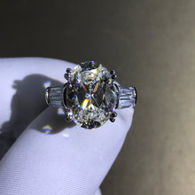 Load image into Gallery viewer, 6 Carat Oval Cut Moissanite Ring Double Prong Basket Three Stone VVS G-H Colorless