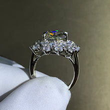 Load image into Gallery viewer, 6 Carat Cushion Cut Moissanite Ring Double Floating Halo Starburst G-H Colorless