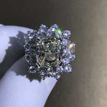Load image into Gallery viewer, 6 Carat Cushion Cut Moissanite Ring Double Floating Halo Starburst G-H Colorless